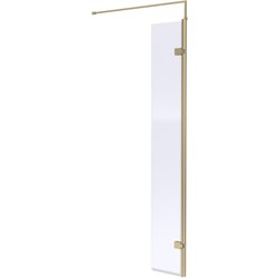 Nuie / nuie Semi-Frameless 300mm Wetroom Screen With Support Bar Brushed Brass