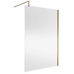 Nuie / nuie Frameless 1400mm Wetroom Screen With Support Bar Brushed Bronze