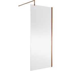 Nuie / nuie Frameless 900mm Wetroom Screen With Support Bar Brushed Bronze