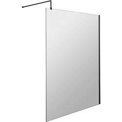 Nuie / nuie Frameless 1400mm Wetroom Screen With Support Bar Matt Black