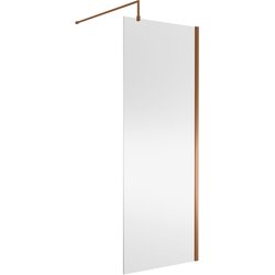 Nuie / nuie Frameless 800mm Wetroom Screen With Support Bar Brushed Bronze