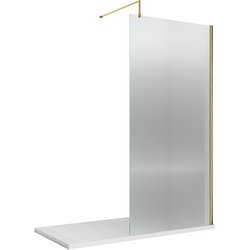 Nuie / nuie Fluted 1000mm Wetroom Screen With Support Bar Brushed Brass