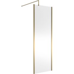 Nuie / nuie Semi-Frameless 700mm Wetroom Screen With Support Bar Brushed Brass