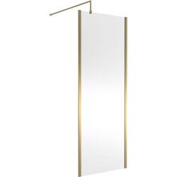 Nuie / nuie Semi-Frameless 760mm Wetroom Screen With Support Bar Brushed Brass