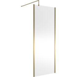 Nuie / nuie Semi-Frameless 800mm Wetroom Screen With Support Bar Brushed Brass