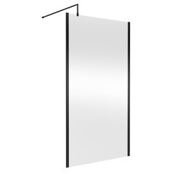 Nuie / nuie Semi-Frameless 1100mm Wetroom Screen With Support Bar Matt Black