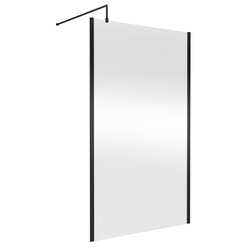 Nuie / nuie Semi-Frameless 1200mm Wetroom Screen With Support Bar Matt Black