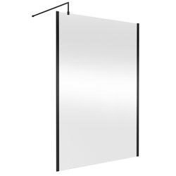 Nuie / nuie Semi-Frameless 1400mm Wetroom Screen With Support Bar Matt Black