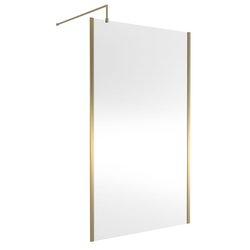 Nuie / nuie Semi-Frameless 1200mm Wetroom Screen With Support Bar Brushed Brass