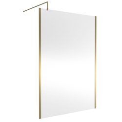 Nuie / nuie Semi-Frameless 1400mm Wetroom Screen With Support Bar Brushed Brass