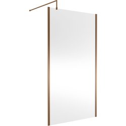 Nuie / nuie Semi-Frameless 1100mm Wetroom Screen With Support Bar Brushed Bronze