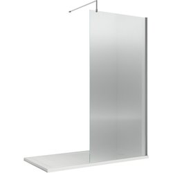 Nuie / nuie Fluted 800mm Wetroom Screen With Support Bar Chrome