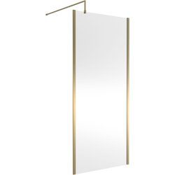 Nuie / nuie Semi-Frameless 900mm Wetroom Screen With Support Bar Brushed Brass