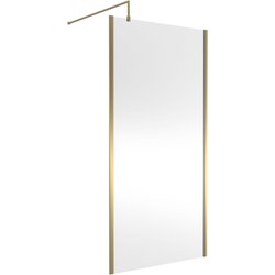 Nuie / nuie Semi-Frameless 1000mm Wetroom Screen With Support Bar Brushed Brass