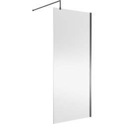 Nuie / nuie Frameless 900mm Wetroom Panel Brushed Pewter