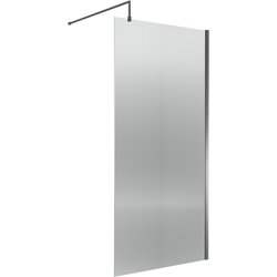 Nuie / nuie Fluted 1000mm Wetroom Screen With Support Bar Brushed Pewter