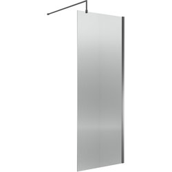 Nuie / nuie Fluted 800mm Wetroom Screen With Support Bar Brushed Pewter