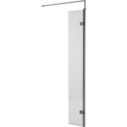 Nuie / nuie Fluted 300mm Shower Enclosure With Support Bar Brushed Pewter