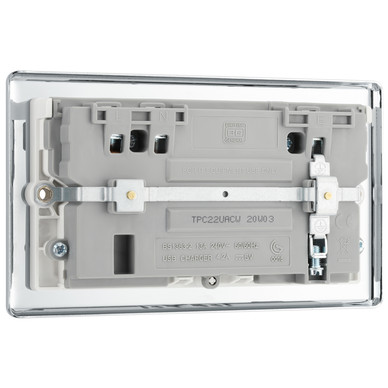 BG Polished Chrome 13A Switched Socket A & C Type USB 2 Gang 2 USB (4.2A