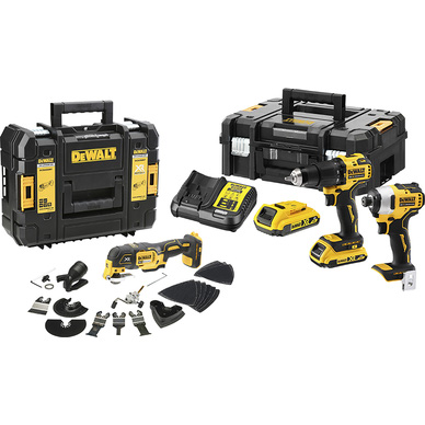 DeWalt 18V XR Brushless Compact Combi Impact Driver Multi Tool 3 Piece Kit 2 x 2.0Ah Toolstation