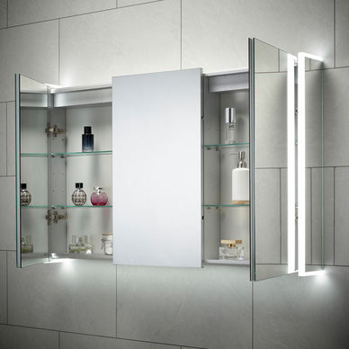 Sensio Ainsley LED Mirror Bathroom Cabinet Triple Door With Shaver