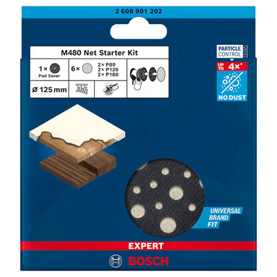 Bosch Expert M480 Sanding Net Discs - 150 Mm, Grit 100, For Hardwood & Paint, 5-Pack, Hook & Loop, Superior Dust Extraction