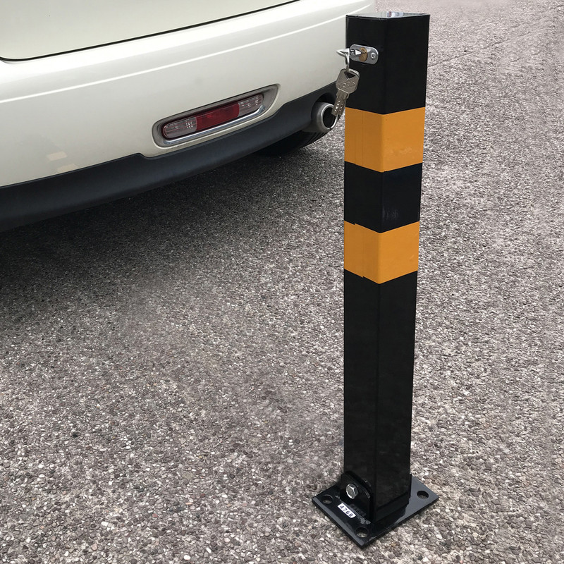 2 Heavy Duty Folding Robust Security Parking Post Driveway Bollard Lock & Keys