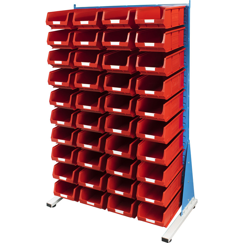 Barton Steel Louvre Panel Starter Stand with Red Bins 1600 x 1000 x 500mm