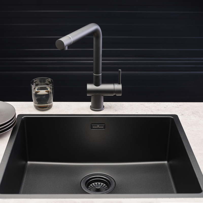 Reginox New York Stainless Steel Kitchen Sink Single Bowl Jet Black ...