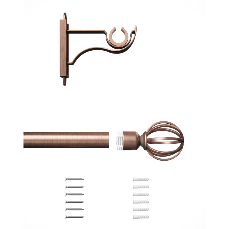 Rothley Curtain Pole Kit with Cage Orb Finials