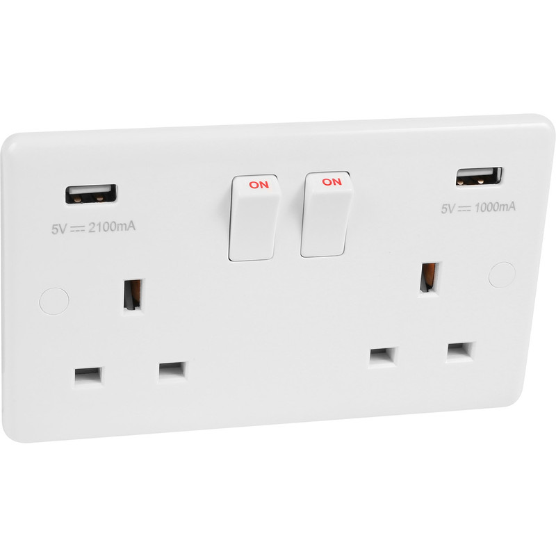 Wessex White USB Switched Socket