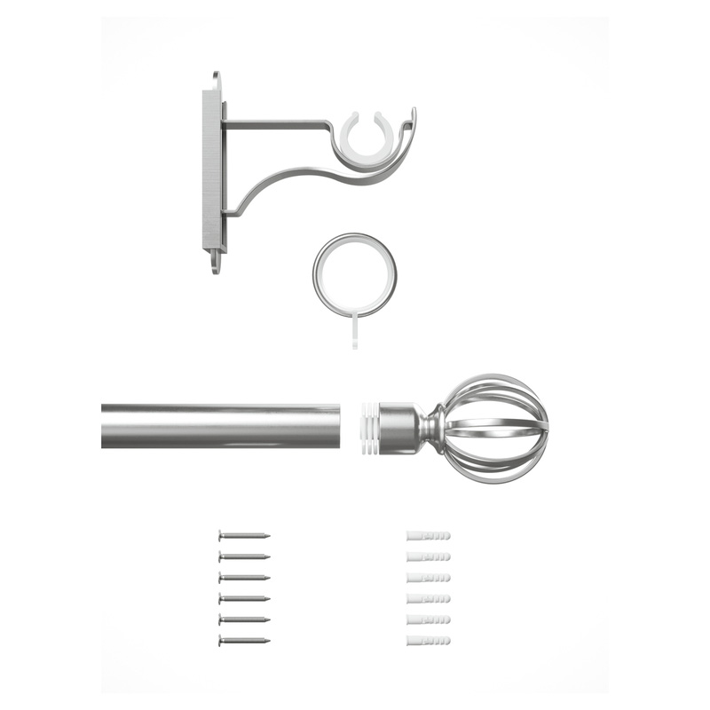 Rothley Curtain Pole Kit with Cage Orb Finials & Rings