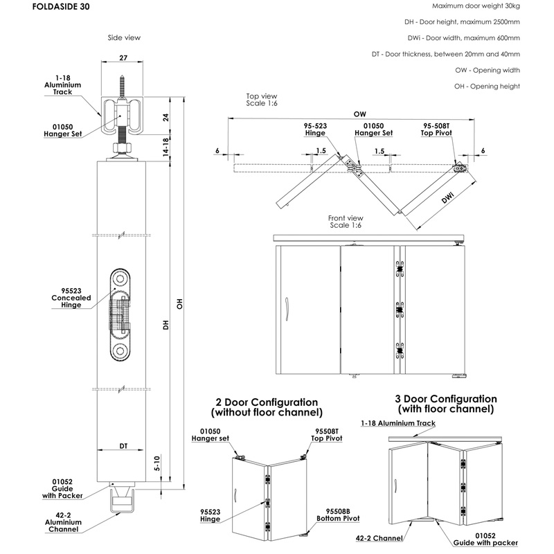 Coburn Foldaside 30 Three-Door System 1.8m opening | Toolstation