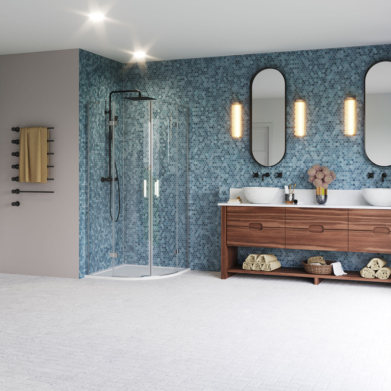 Aqualux Frameless 6mm 2 Door Quadrant Shower Enclosure with Tray and