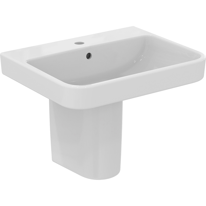Ideal Standard i. life B Basin and Semi-Pedestal 60cm 1 Tap Hole in White Ceramic