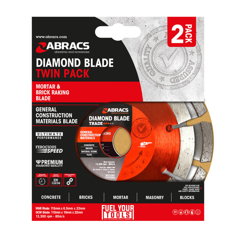 Abracs Brick Raking & General Purpose Diamond Blade Twin Pack