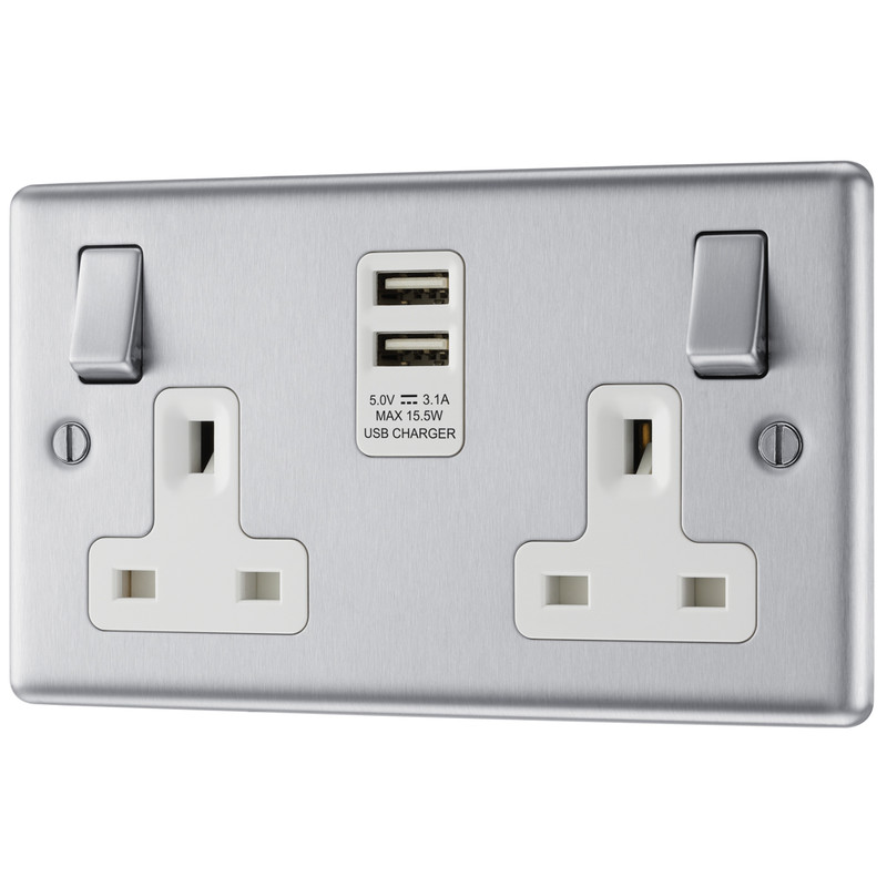 Details about   Stainless Steel double Sockets White Insert 