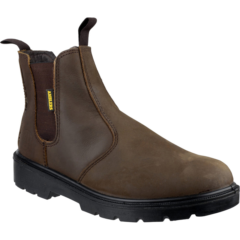 Amblers Safety FS128 Hardwearing Pull On Safety Dealer Boots in Brown, Size 10 Leather