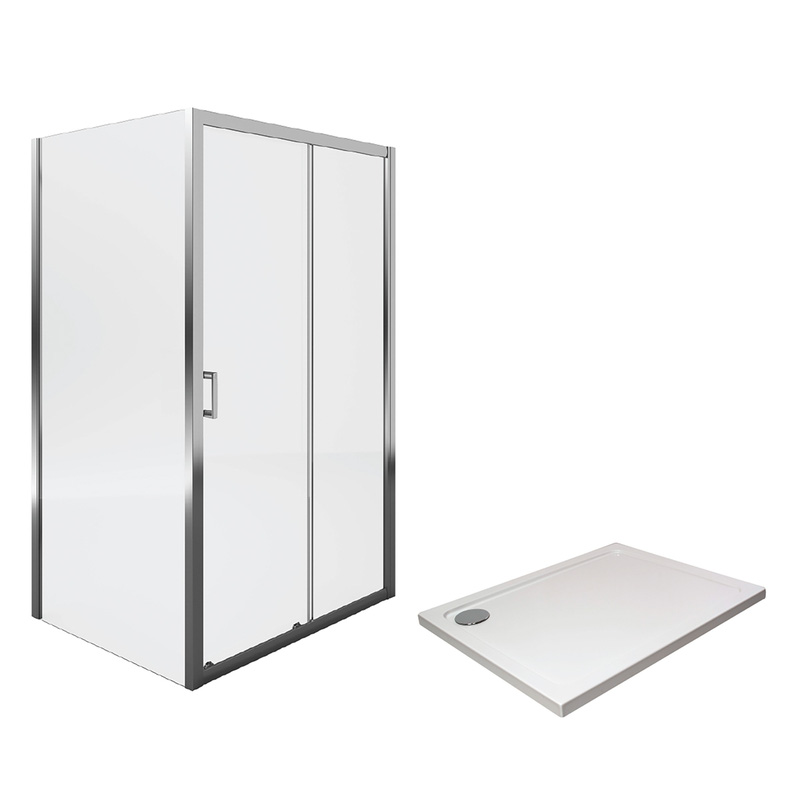 Aqualux Framed 6mm Sliding Door & Side Panel Shower Enclosure with Tray