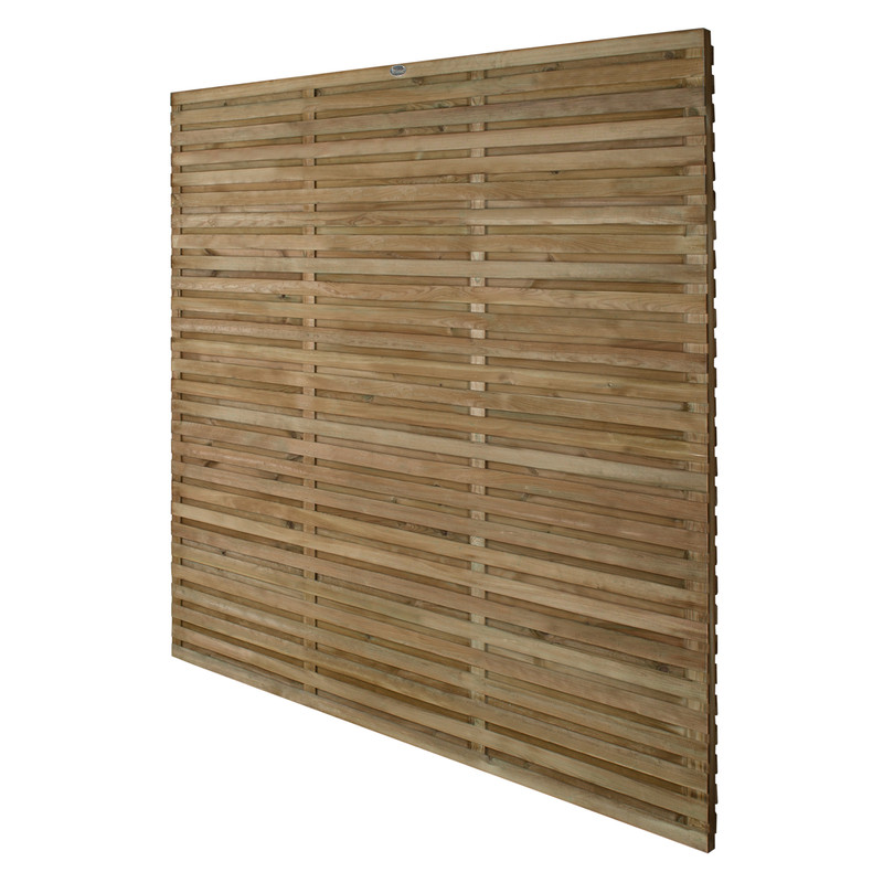Forest Garden Pressure Treated Contemporary Double Slatted Fence Panel ...