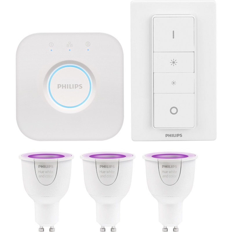 Philips Hue White and Colour Ambiance GU10 Starter Kit
