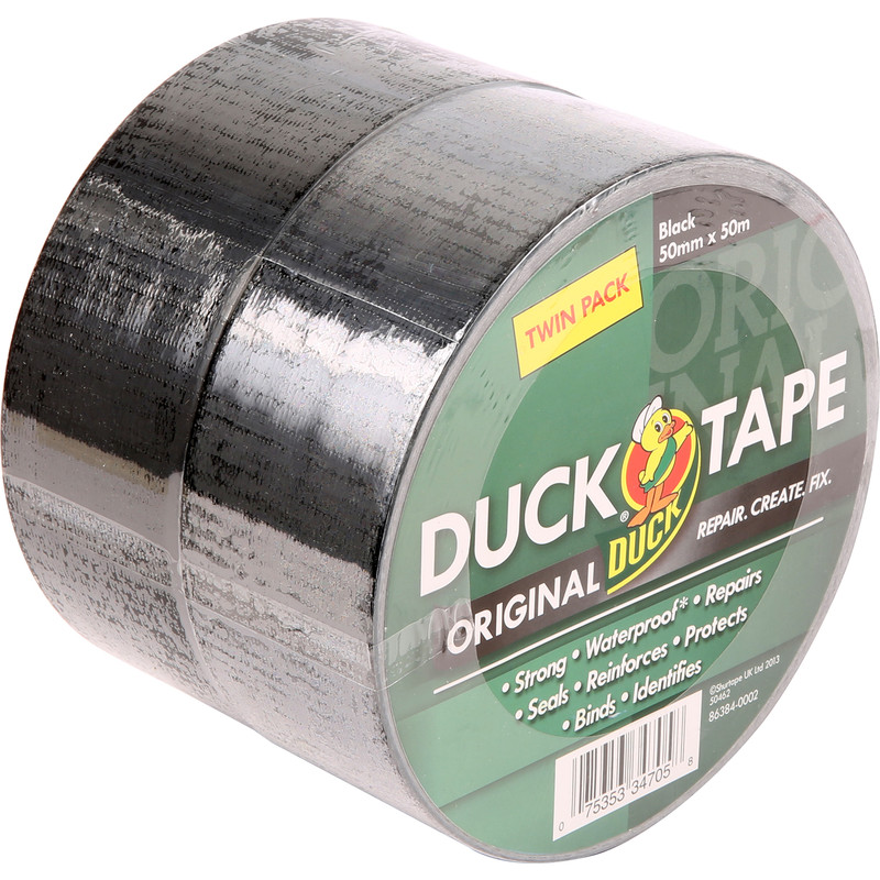 Duck Cloth Duct Tape Twin Pack Black 50mm x 50m Toolstation