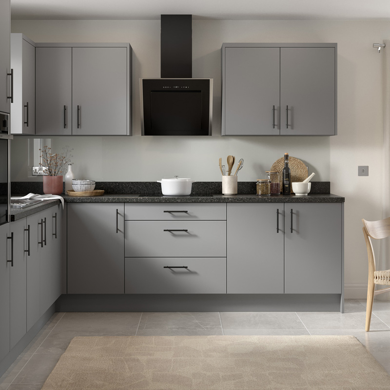 Kitchen Kit Flatpack Slab Kitchen Cabinet Base Unit Ultra Matt Dust Grey