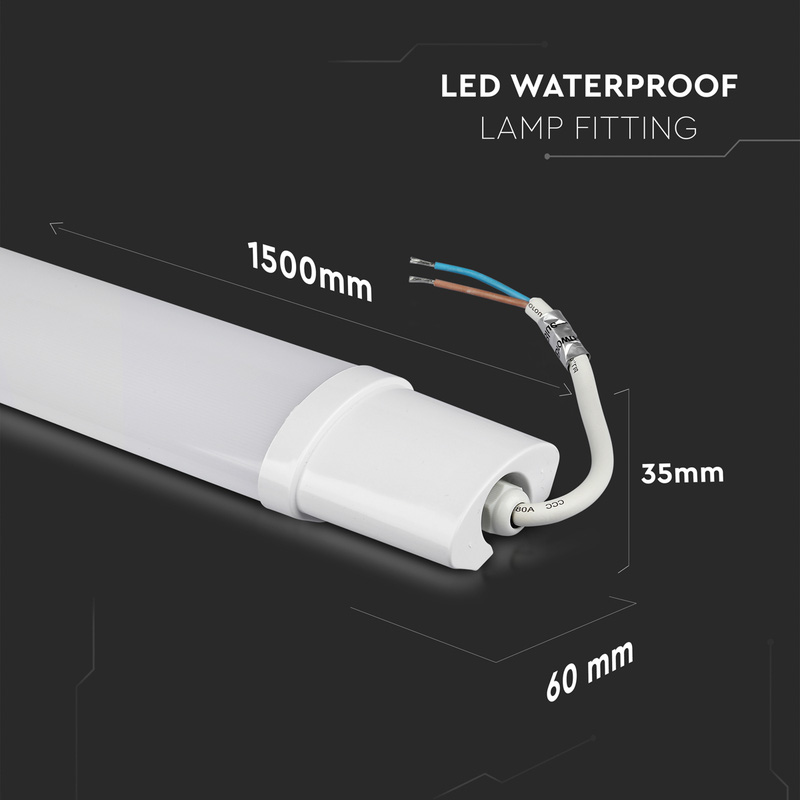 V-TAC LED Weatherproof Fitting IP65 6500K 48W 5200lm 1500mm | Toolstation