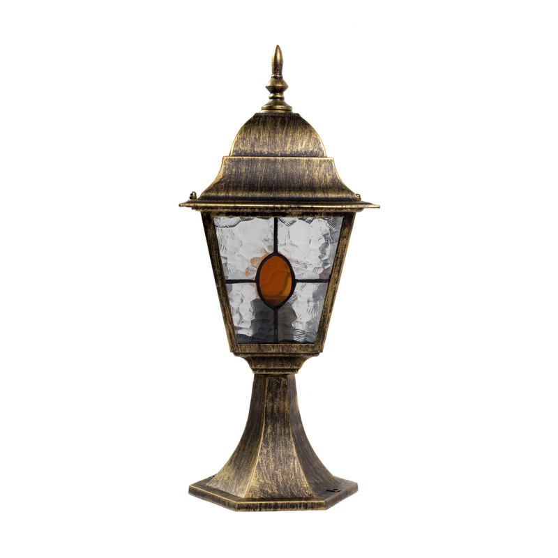 Kent Outdoor Pedestal Light Black & Gold Effect