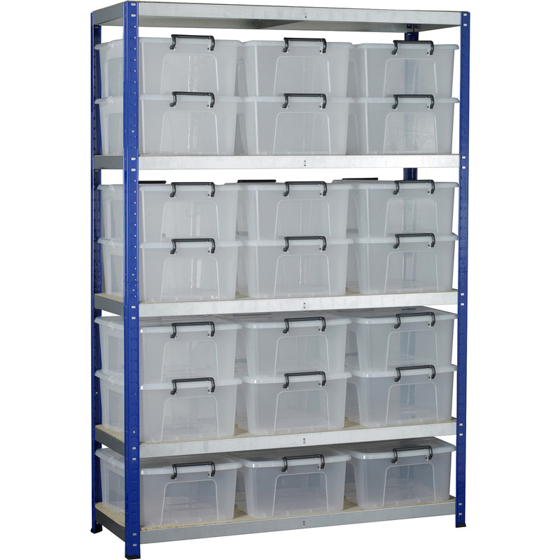 Eco 5 Tier Shelving Bay with Storage Containers