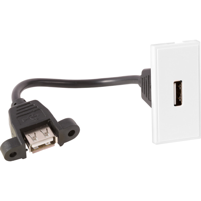 Euro Module USB Socket Outlet White