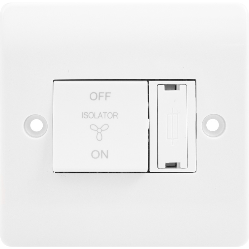 Scolmore Click Click Mode 10A Fan Isolator Switch 3 Pole C/W 3A Fuse In Plastic White