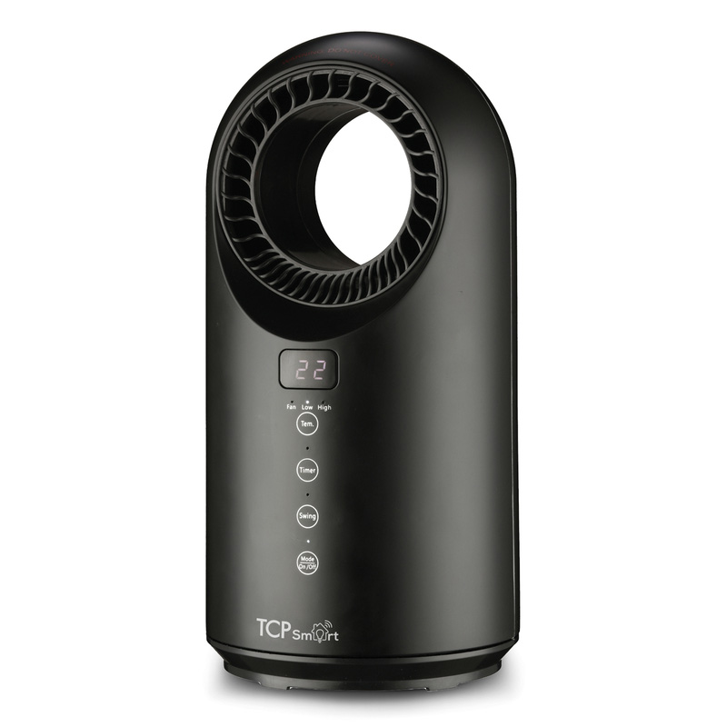 TCP Smart Wifi Portable Bladeless Ceramic Heater u0026 Cooling Fan 1500W Black  | Toolstation