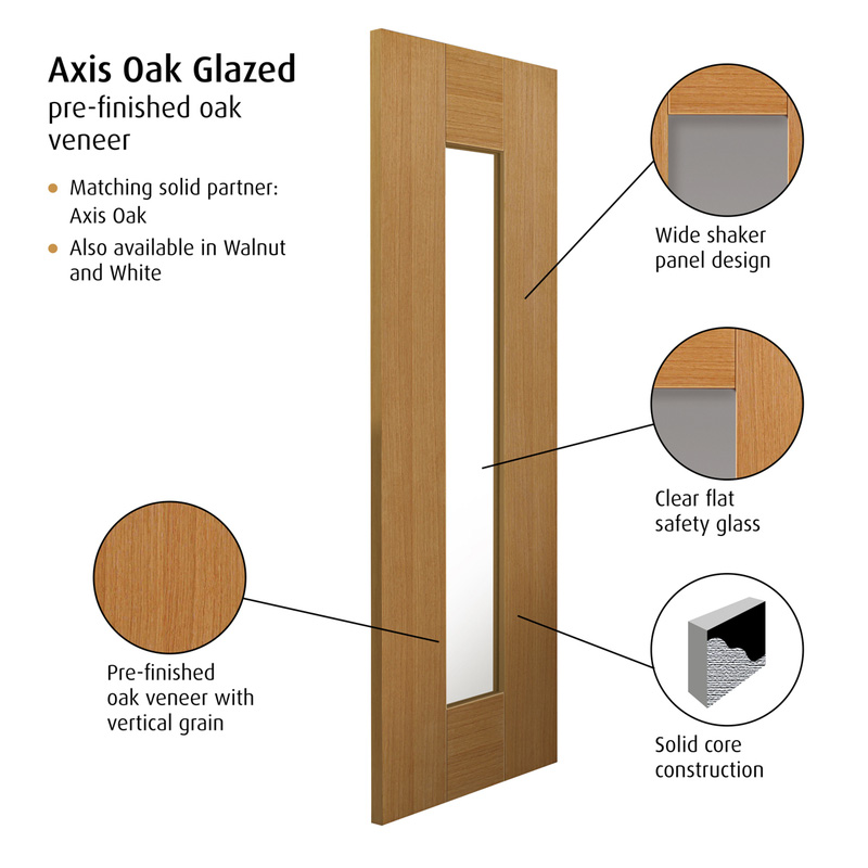Axis Oak Glazed Internal Door P/F